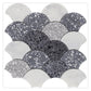White Gray 12x12 Honed Fan Fish Scale Terrazzo Carrara Marble Mosaic Tile (5 pack, 5 sq ft/case)