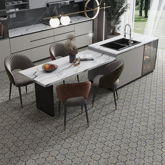Charcoal Gray Black 11x13 Honed Triangle Terrazzo Limestone Marble Mosaic Tile (5 pack, 4.77 sq ft/case)