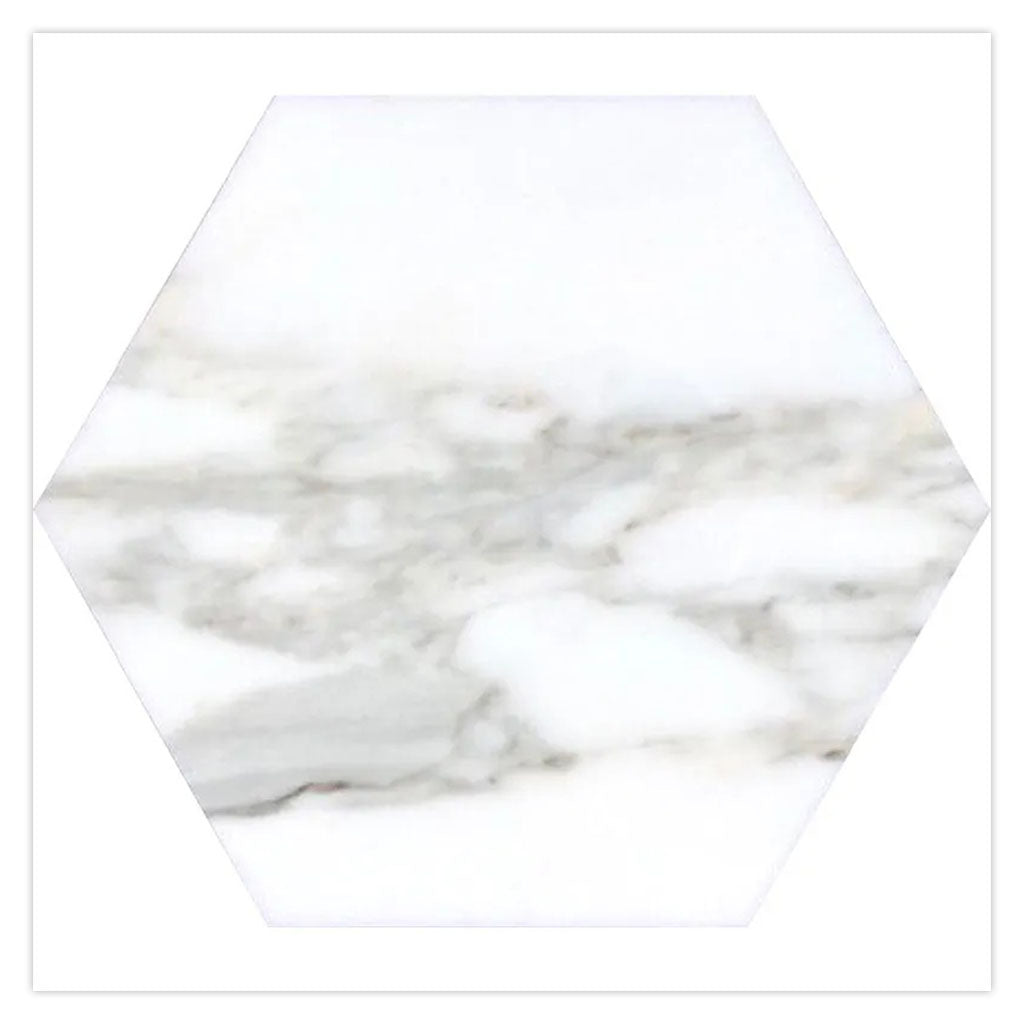 White Gray 10x10 Honed Hexagon Calacatta Gold Marble Tile (5 pack, 2.95 sq ft/case)