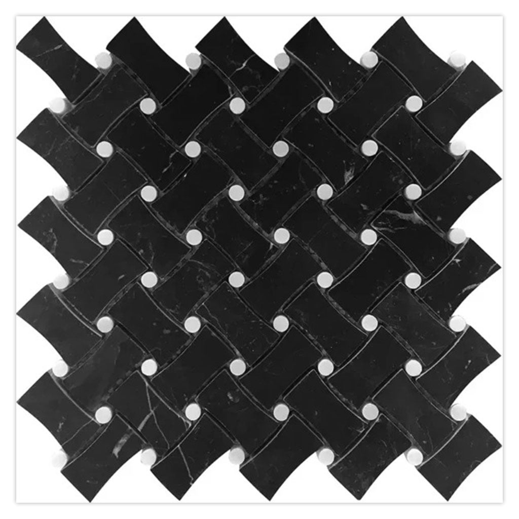 Eastern Black White 11x11 Honed Basketweave Marble Mosaic Tile (5 pack, 4.2 sq ft/case) - Sample
