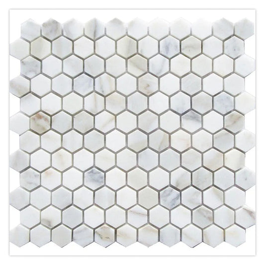 White Gray 11x12 Honed Hexagon Marble Mosaic Tile (5 pack, 4.55 sq ft/case) - Sample