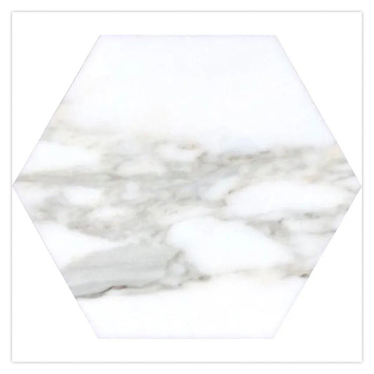 White Gray 10x10 Honed Hexagon Marble Tile (5 pack, 2.95 sq ft/case) - Sample