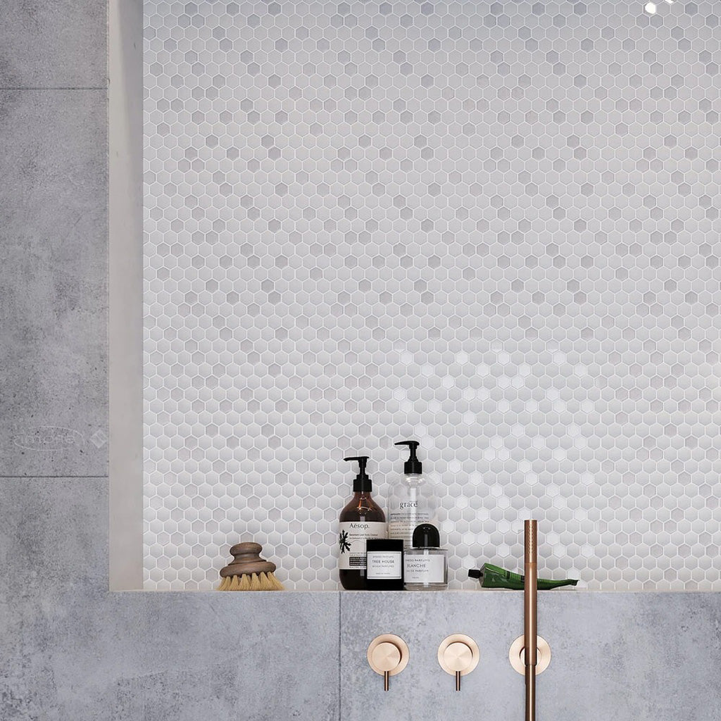 White Hexagon for Kitchen Backsplash