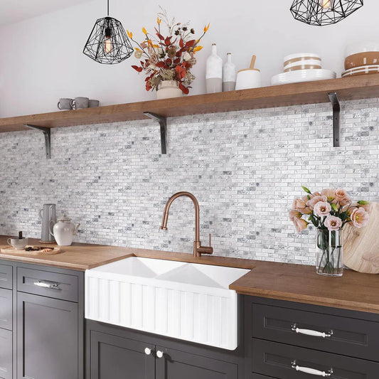 White 12x12 Matte Brick Glass Mosaic Tile (10 pack, 9.5 sq ft/case) - Sample