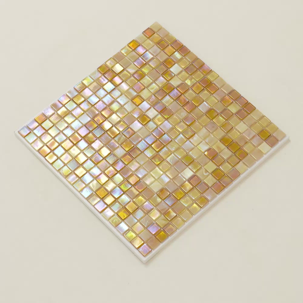 White Gold 12x12 Glossy Glass Uniform Square Mosaic Tile (20 pack, 18.69 sq ft/case)