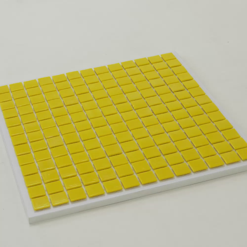 Lemon Yellow 12x12 Glossy Uniform Square Glass Mosaic Tile (20 pack, 20 sq ft/case)