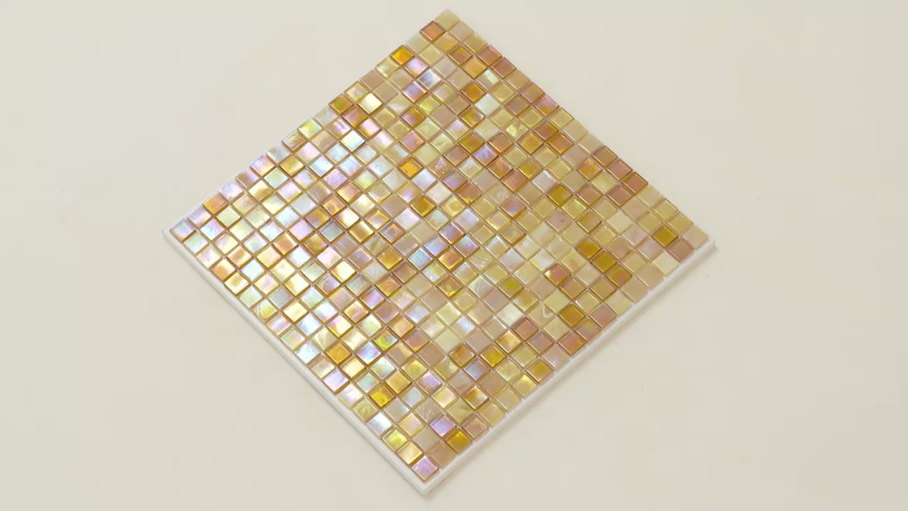 White Gold 12x12 Glossy Glass Uniform Square Mosaic Tile (20 pack, 18.69 sq ft/case) - Sample