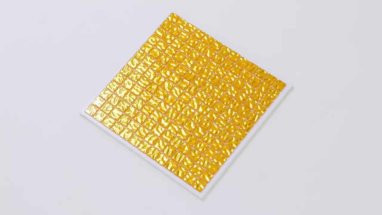 Shimmer Gold 12x12 Glossy Uniform Square Glass Mosaic Tile (20 pack, 20 sq ft/case) - Sample