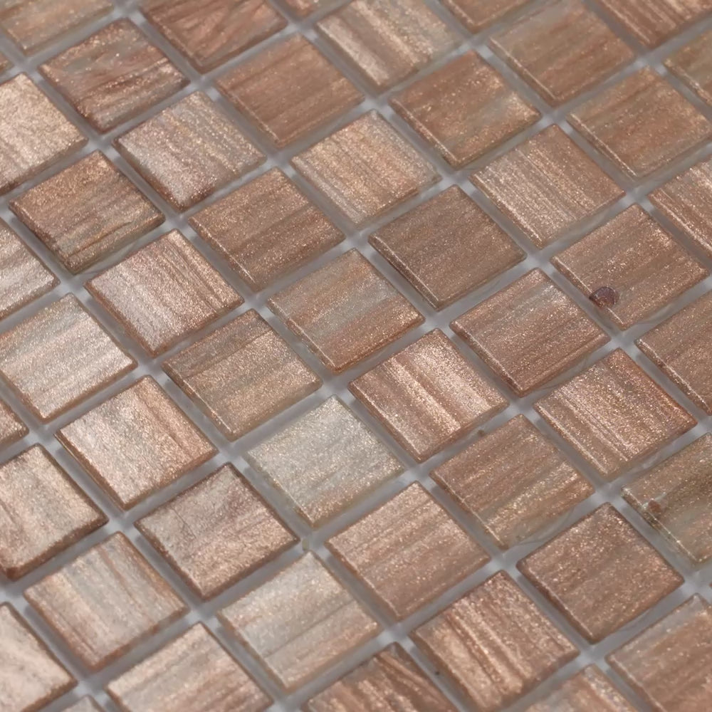 Copper Brown 12x12 Glossy Uniform Square Glass Mosaic Tile (20 pack, 20 sq ft/case) - Sample