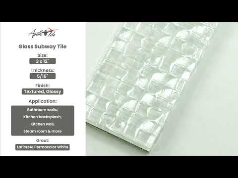 Pearl White 3x12 Textured Glossy Subway Glass Tile (20 pack, 5 sq ft/case)