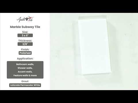 White 3x6 Polished Subway Thassos Marble Tile (40 pack, 5 sq ft/case)