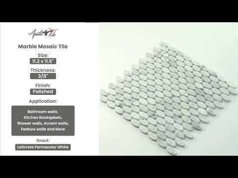 White 11x12 Polished Oval Marble Mosaic Tile (5 pack, 4.51 sq ft/case) - Sample