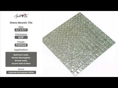 Silver 12x12 Polished Square Glass Mosaic Tile (5 pack, 4.75 sq ft/case)