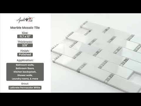 White 12x13 Polished Brick Marble Mosaic Tile (5 pack, 5.28125 sq ft/case) - Sample