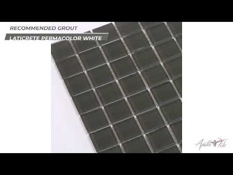Ash Gray 12x12 Glossy Square Glass Mosaic Tile (10 pack, 9.67 sq ft/case)