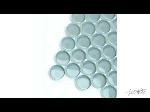 Stone Blue 12x12 Glossy Penny Round Glass Mosaic Tile (5 pack, 5 sq ft/case)