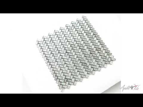 Silver 12x12 Glossy Herringbone Glass Mosaic Tile (10 pack, 9.75 sq ft/case)