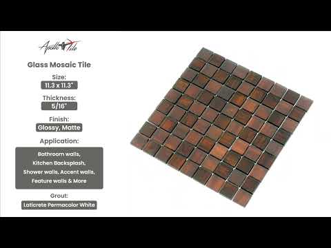 Bronze 11x11 Glossy Matte Square Glass Mosaic Tile (5 pack, 4.43 sq ft/case)