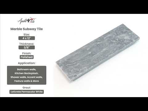 Gray 4x12 Polished Subway Bardiglio Nuvolato Marble Tile (15 pack, 5 sq ft/case)