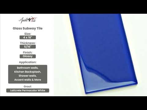 Cobalt Blue 4x16 Glossy Subway Glass Tile (12 pack, 5.33 sq ft/case)