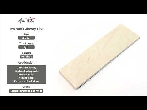 Beige 4x12 Polished Subway Crema Marfil Marble Tile (15 pack, 5 sq ft/case)
