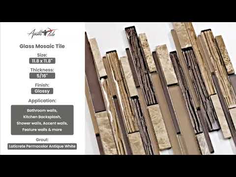 Gray Beige 12x12 Polished Matte Brick Glass Stone Mosaic Tile (5 pack, 4.83 sq ft/case)