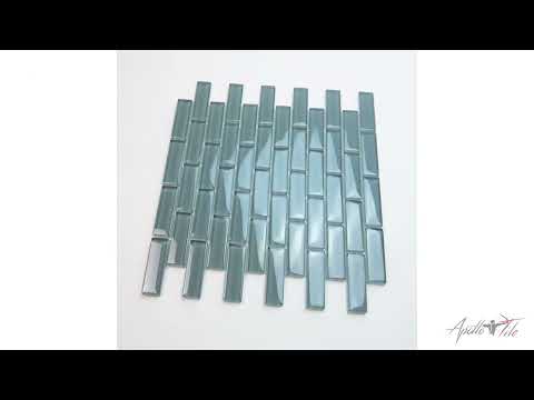 Stone Blue 12x12 Glossy Brick Glass Mosaic Tile (5 pack, 4.92 sq ft/case)