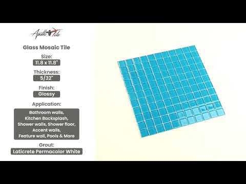 Cerulean Blue 12x12 Glossy Square Glass Mosaic Tile (10 pack, 9.67 sq ft/case)