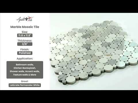 White 12x12 Polished Penny Round Marble Mosaic Tile (5 pack, 4.83 sq ft/case) - Sample