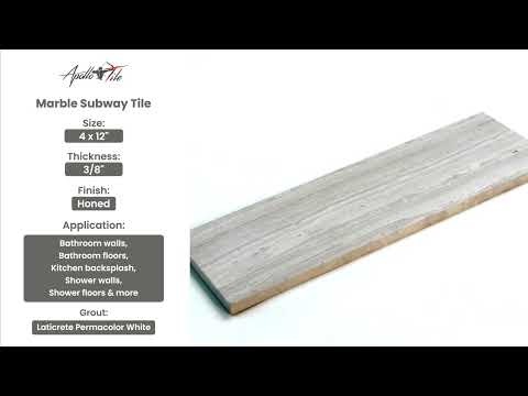 Wooden Grey 4x12 Honed Subway Marble Tile (15 pack, 5 sq ft/case)