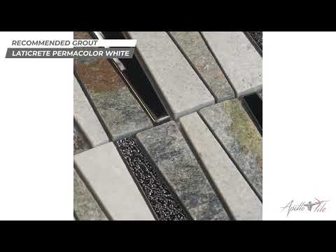 Gray 12x12 Polished Textured Trapezium Glass Stone Mosaic Tile (5 pack, 4.83 sq ft/case)