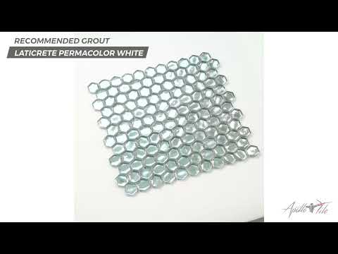 Silver 11x11 Glossy Hexagon Glass Mosaic Tile (10 pack, 8.63 sq ft/case)