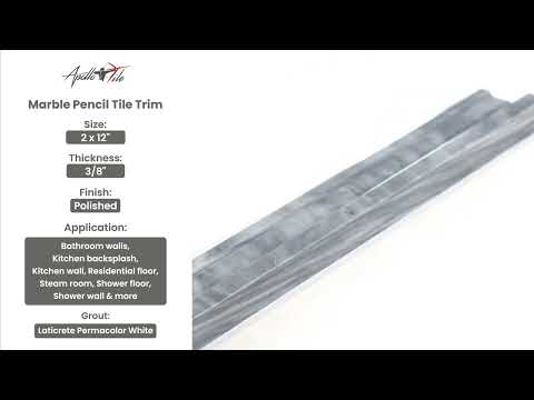 Gray 2x12 Polished Bardiglio Nuvolato Chair Rail Marble Tile Trim (10 pack, 1.667 sq ft/case)