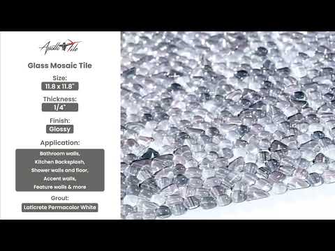 Gray 12x12 Glossy Multi-shaped Glass Mosaic Tile (5 pack, 4.83 sq ft/case)