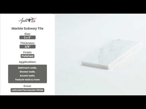 White 3x6 Polished Marble Subway Tile (40 pack, 5 sq ft/case) - Sample