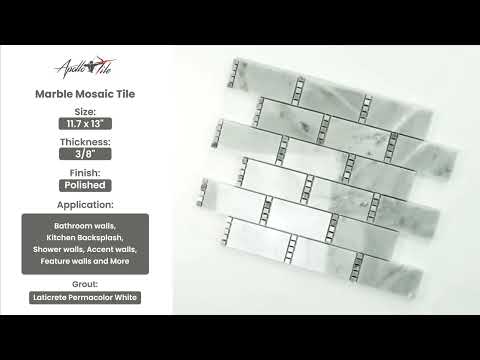 White 12x13 Brick Polished Marble Mosaic Tile (5 pack, 5.28125 sq ft/case) - Sample