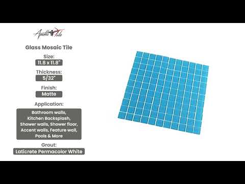 Cerulean Blue 12x12 Matte Square Glass Mosaic Tile (10 pack, 9.67 sq ft/case)