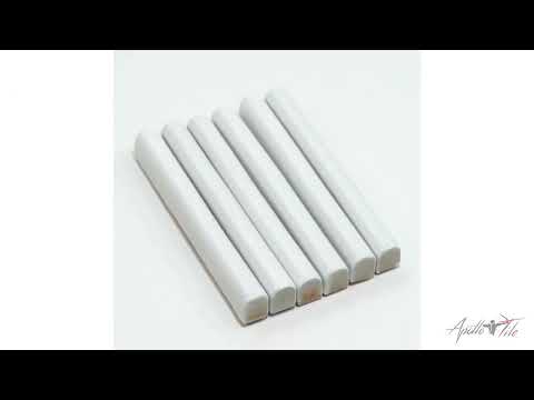 White 0.6x6 Glossy Ceramic Pencil Tile Trim (10 pack, 0.25 sq ft/case)