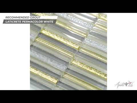 Gold 12x12 Glossy Brick Glass Mosaic Tile (5 pack, 4.83 sq ft/case)
