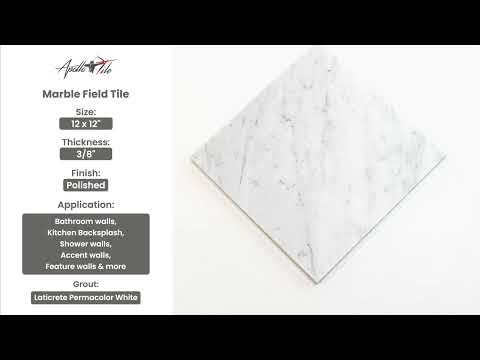 White 12x12 Polished Field Bianco Carrara Marble Tile (10 pack, 10 sq ft/case)