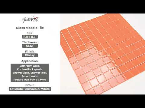 Orange 12x12 Glossy Square Glass Mosaic Tile (10 pack, 9.67 sq ft/case)