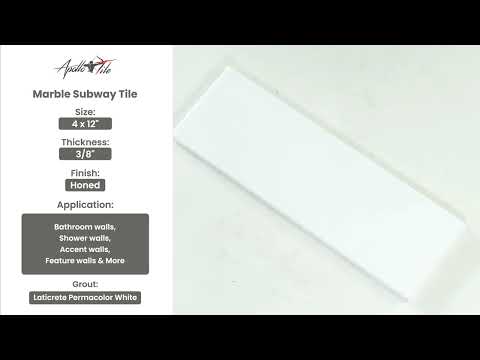 White 4x12 Honed Subway Thassos Marble Tile (15 pack, 5 sq ft/case)