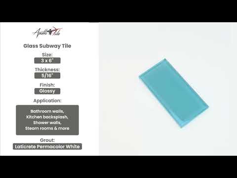 Sky Blue 3x6 Glossy Subway Glass Tile (40 pack, 5 sq ft/case)