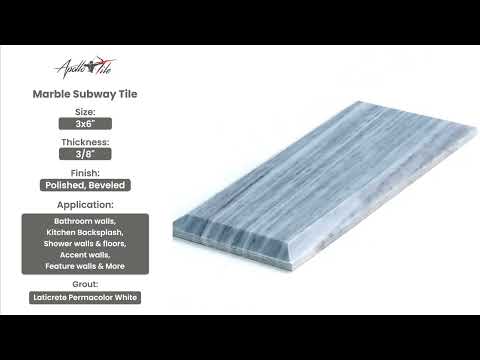 Gray 3x6 Polished Beveled Subway Bardiglio Nuvolato Marble Tile (40 pack, 5 sq ft/case)