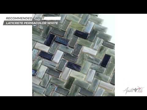 Gray Brown 12x12 Glossy Herringbone Glass Mosaic Tile (10 pack, 9.75 sq ft/case)