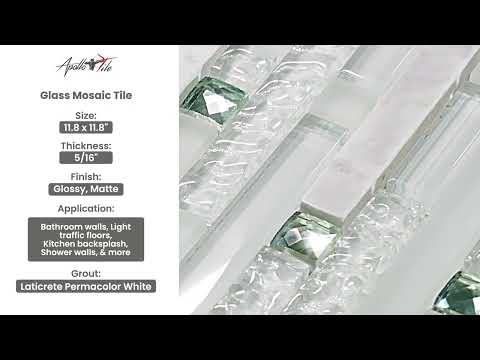 White 12x12 Glossy Matte Brick Glass Mosaic Tile (5 pack, 4.83 sq ft/case) - Sample