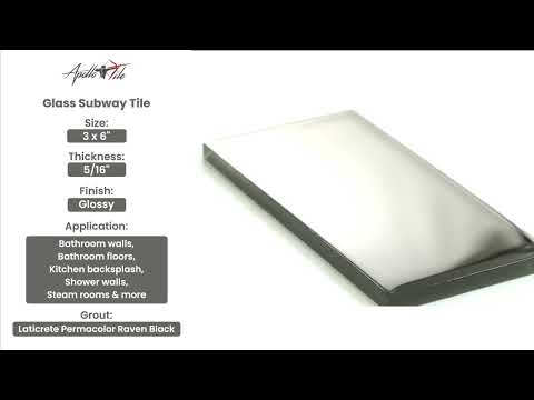 Ash Gray 3x6 Glossy Subway Glass Tile (40 pack, 5 sq ft/case)