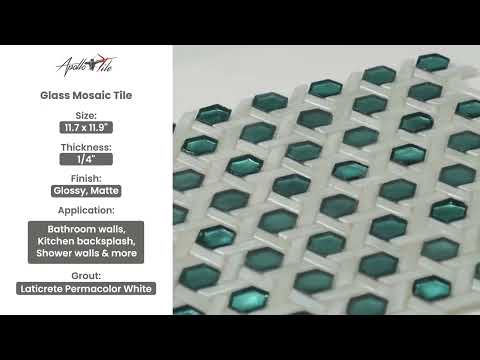 Teal Green 12x12 Glossy Hexagon Glass Mosaic Tile (10 pack, 9.67 sq ft/case)
