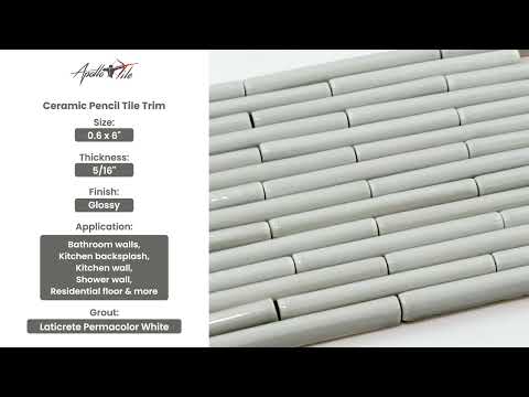 Light Stone Blue 0.6x6 Glossy Ceramic Pencil Tile Trim (10 pack, 0.25 sq ft/case)