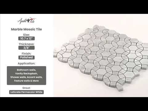 Cotton White 11x13 Polished Multi-shaped Bianco Carrara Marble Mosaic Tile (5 pack, 4.85 sq ft/case)